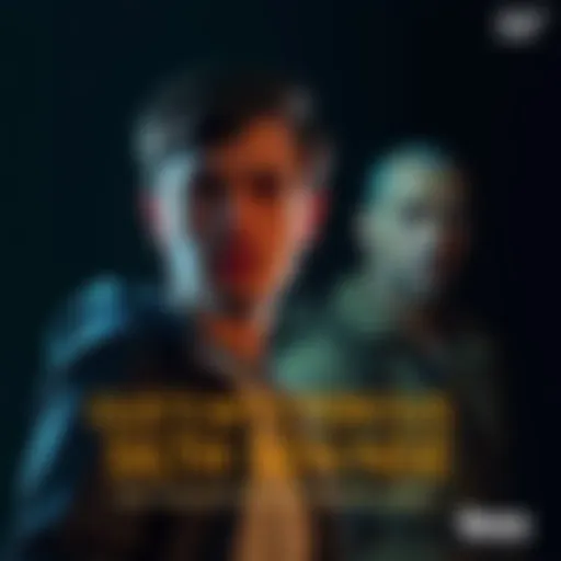Gus stands with a tense expression while Waltuh looks contemplative, hinting at a conflict between them. The background is dark, symbolizing the looming danger.