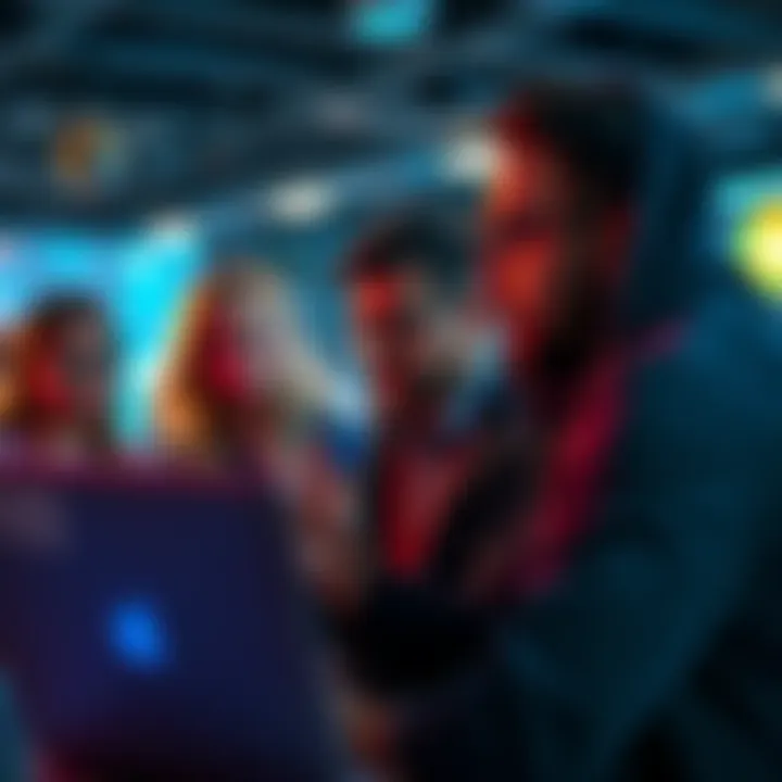 A group of diverse people brainstorming ideas for an AI project at a hackathon event.