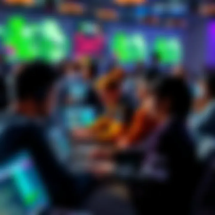 A group of diverse developers at a hackathon, working intensely on laptops with AI coding tools visible on screens, while others look concerned about the trend.