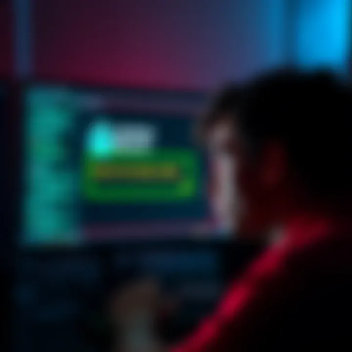 A depiction of a computer screen showing a security alert about a hacked Exodus wallet with a worried person in the foreground.