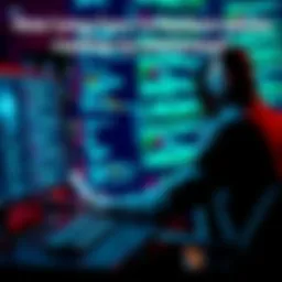 A hacker sitting at a computer, analyzing code and cryptographic data, representing the process of cracking a seed phrase.