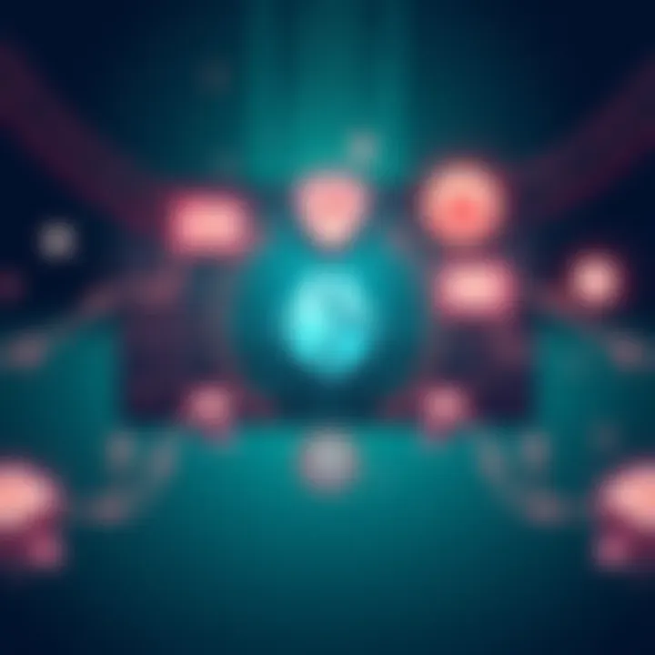 A digital illustration of a decentralized exchange platform for Monero, showcasing peer-to-peer trading with symbols of privacy and security, including Tor connectivity and low fees.