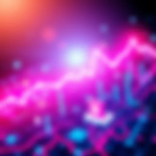 A digital representation of HBAR with upward trend lines and icons symbolizing technology and finance.