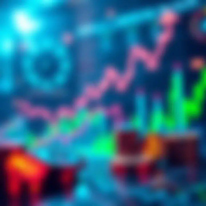A visual representation of HBAR market trends with rising charts and digital currency symbols.