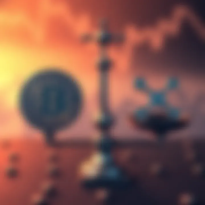 Visual comparison of HBAR and XRP logos with a scale representing their utility and growth.