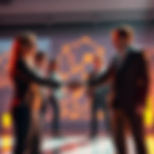 Representatives from Hedera Council and various community partners shaking hands to symbolize their new partnership in Web3 and AI governance.