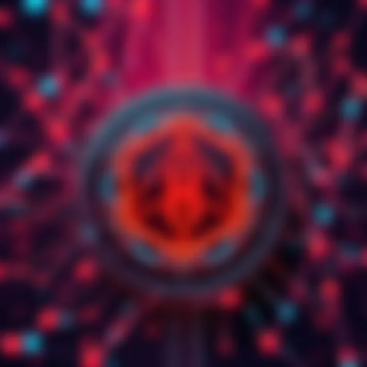 Hedera Hashgraph Concept A digital representation of Hedera Hashgraph's HBAR logo with symbols of decentralized technology.