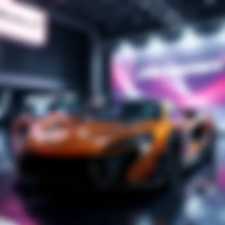 A sleek McLaren sports car with Hedera branding at a tech event showcasing innovative automotive technology.