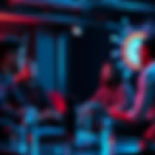 A group of tech enthusiasts discussing Hedera developments during the Power Hour session