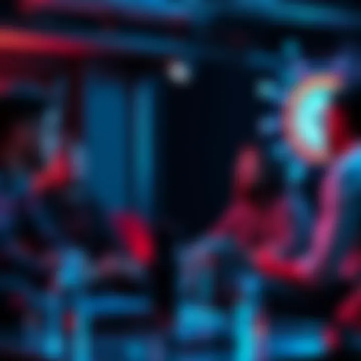 A group of tech enthusiasts discussing Hedera developments during the Power Hour session