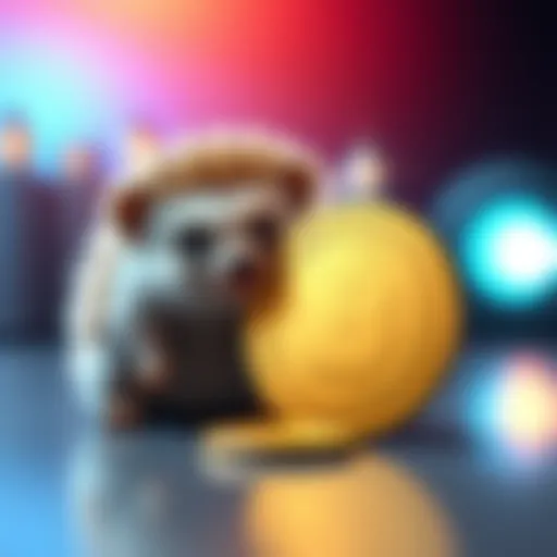 A cute hedgehog sitting next to a physical representation of $Hege coin, with a bright background symbolizing hope