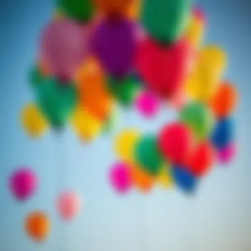 Colorful helium balloons floating in the air, showcasing the purity of helium as a gas.