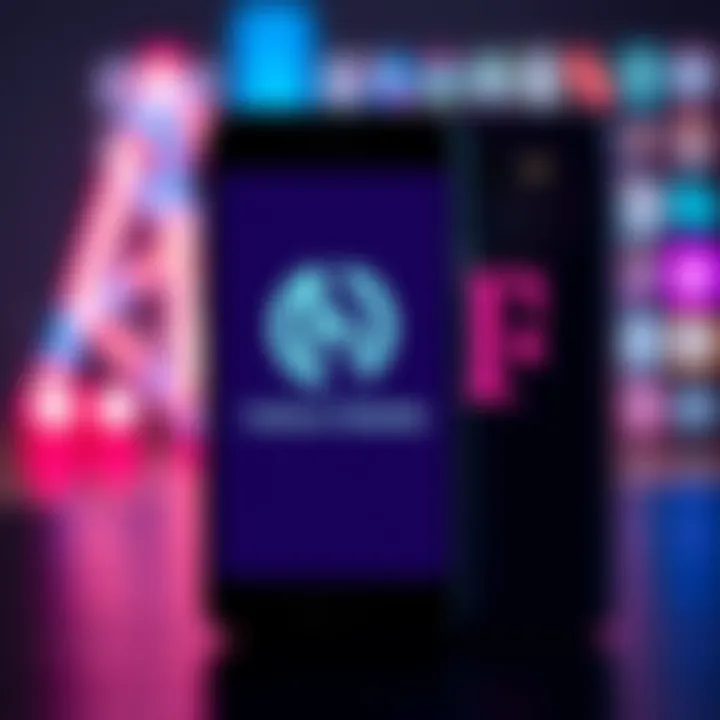 A smartphone displaying the Helium Mobile logo while being compared to a T-Mobile phone.