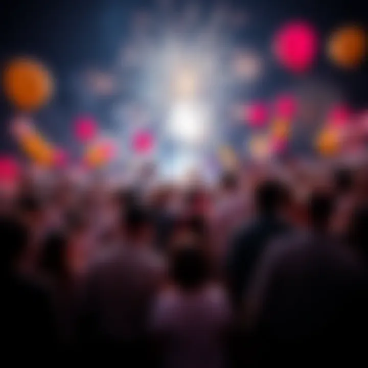 People celebrating the New Year with fireworks and balloons, representing Helium's achievements in 2025.