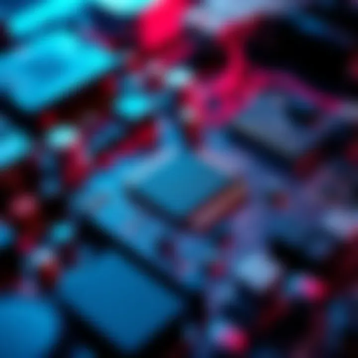 Helium WiFi Hotspot Components A close-up view of the internal components of a Helium WiFi hotspot, showing circuit boards and networking equipment.