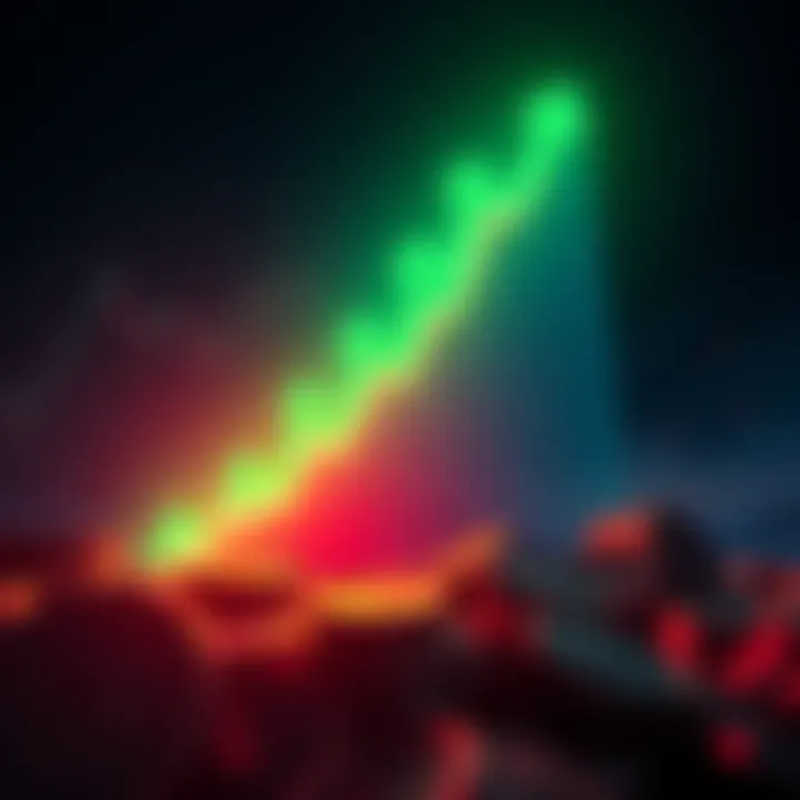 A rising chart illustrating the HEX bullrun, with green upward arrows symbolizing market excitement and trading opportunities.