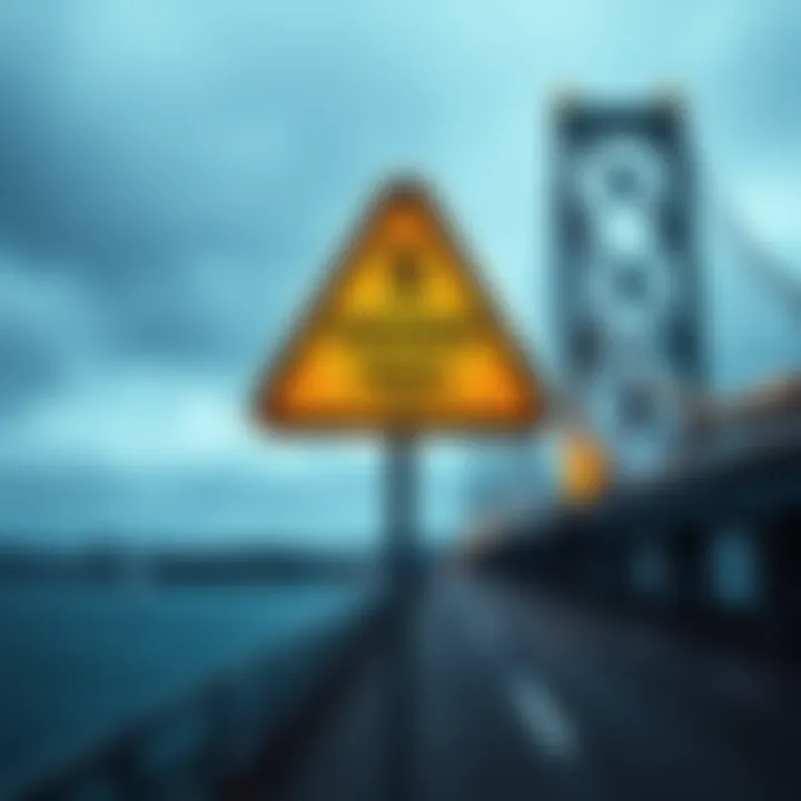 A graphic showing a warning sign with dollar signs and a bridge in the background, representing hidden fees on the Across Protocol bridge