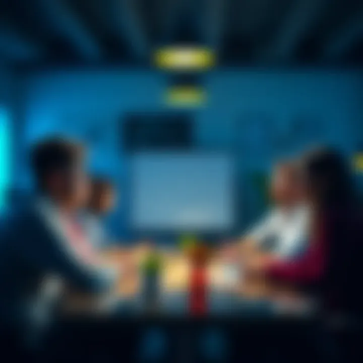 A group of motivated people brainstorming and discussing their ambitions in a meeting room