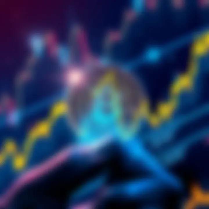 An illustration showing a cryptocurrency coin surrounded by a downward trend chart, symbolizing the challenges of holding investments during a significant market drop.