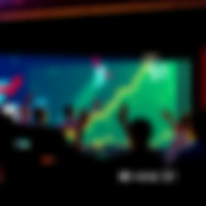 A digital graph showing the upward trend of Hoge's value towards $1 with excited people in the background.