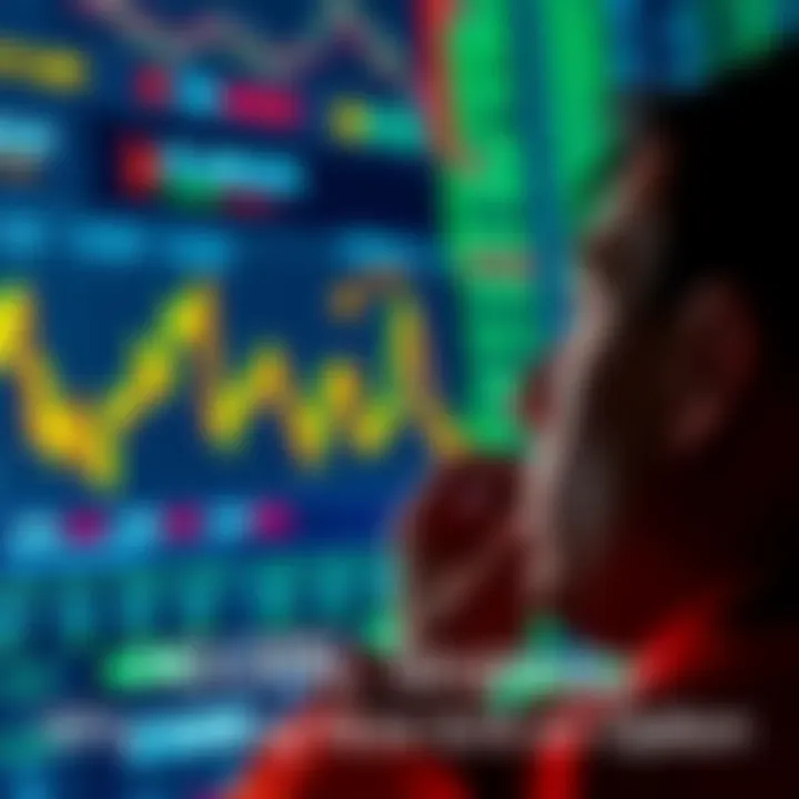 A person looking at a digital screen showing fluctuating cryptocurrency prices, symbolizing patience in investment.