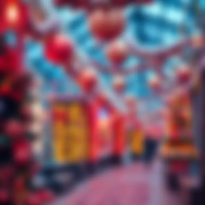 A festive scene with colorful holiday decorations, including lights and ornaments, setting the mood for celebrations.