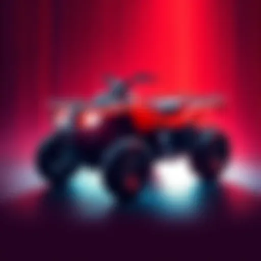 A Honda Fourtrax is shown without wheels, fitting into a matrix for transportation.