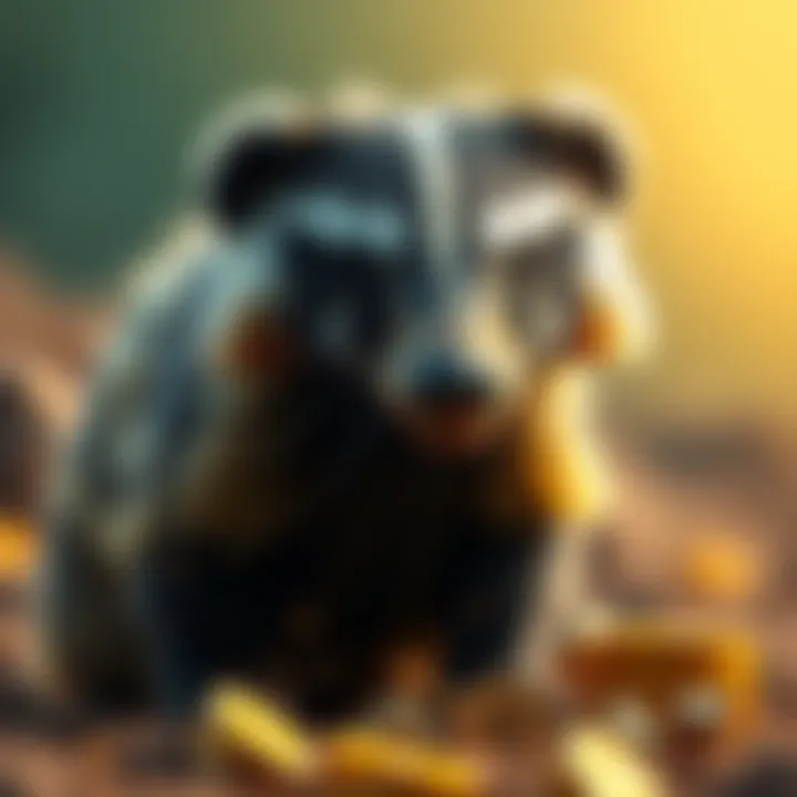 A tough honey badger symbolizing Bitcoin's resilience in cryptocurrency, standing strong against challenges.