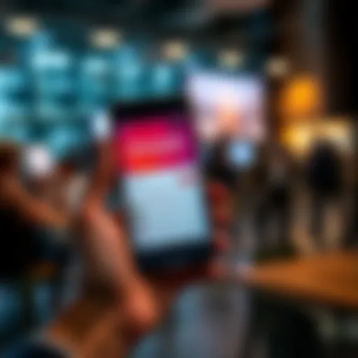 A person holding a smartphone displaying the Honeygain app interface with a discussion forum open in the background