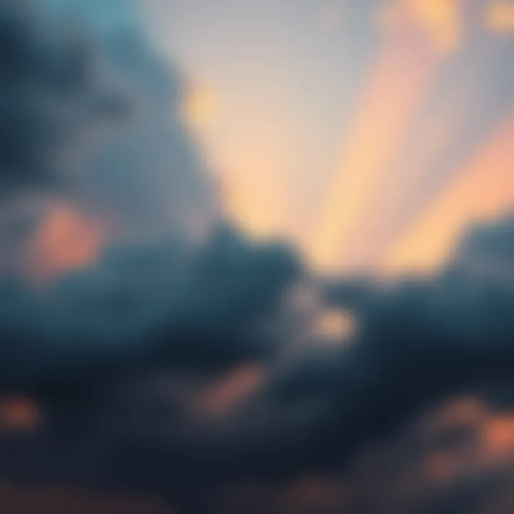 A beautiful sunrise breaking through dark clouds, symbolizing hope and positivity after tough times