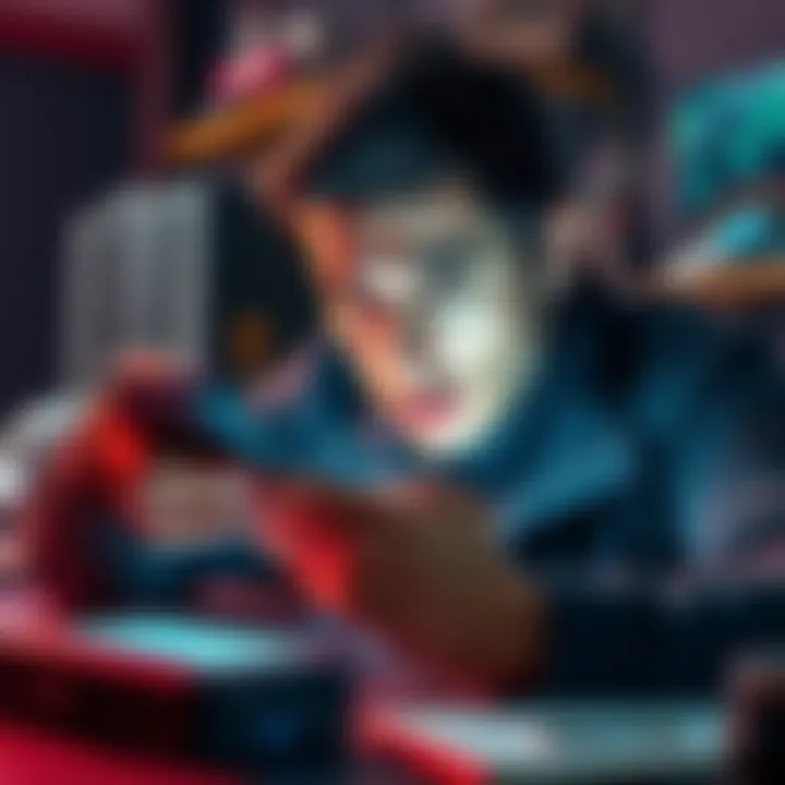 A person examining a smartphone displaying hotspot data issues, with a frustrated expression, surrounded by tech tools.