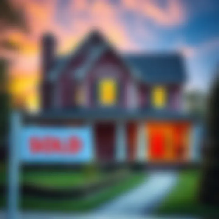 A house with a sold sign, symbolizing the purchase made with Bitcoin.