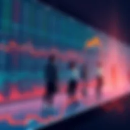 An illustration showing people represented as stocks on a digital board, symbolizing the human stock market idea.