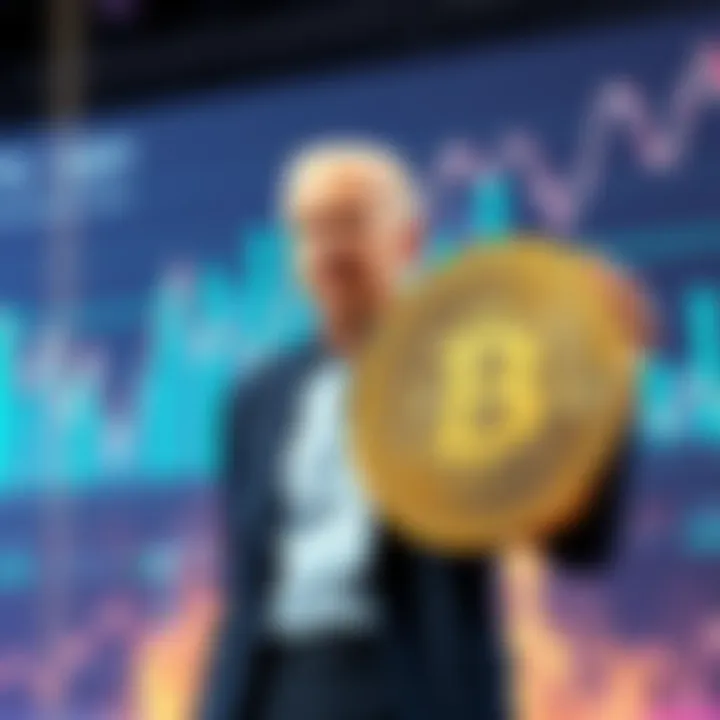 Hunter Biden standing next to a digital coin symbolizing his new memecoin launch, with a backdrop of cryptocurrency graphics.