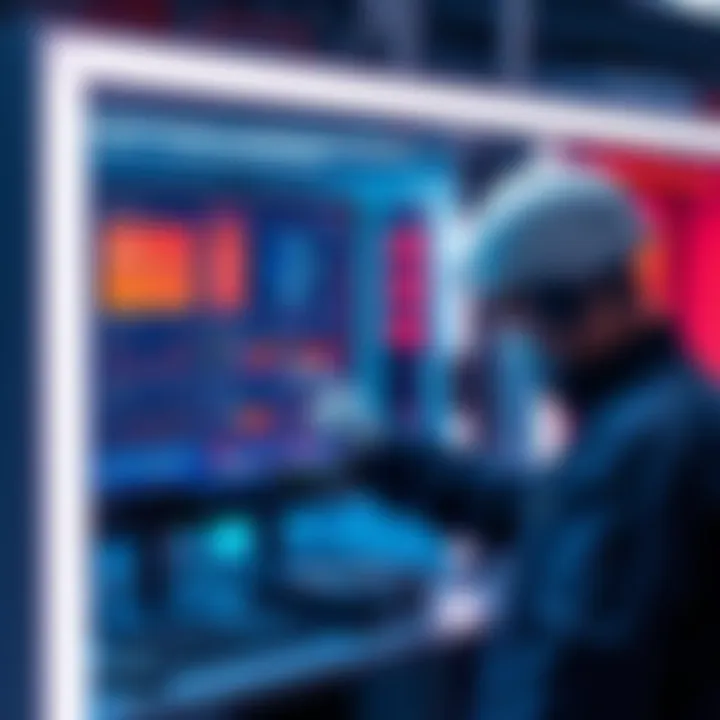 A technician checking the status of a hydro container and associated miners on a computer screen.