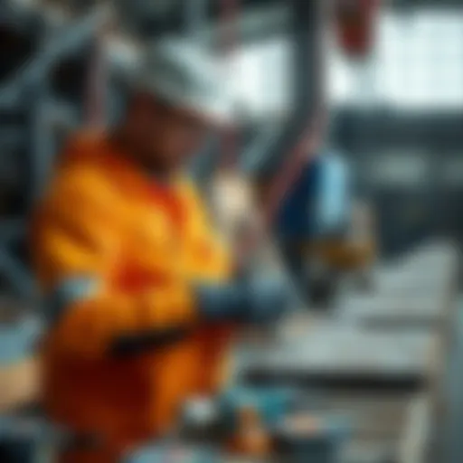 A technician demonstrating the IBC smooth process with tools and materials at a worksite.