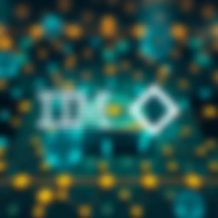 Logos of IBM and Grayscale displayed with a visual representation of Hedera blockchain technology