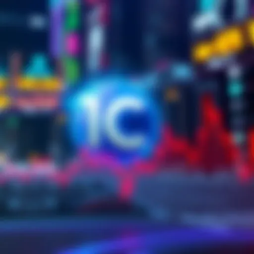 A visual representation of the Internet Computer Protocol logo fading away, symbolizing its exit from the cryptocurrency market, with a graph showing a downward trend in value.