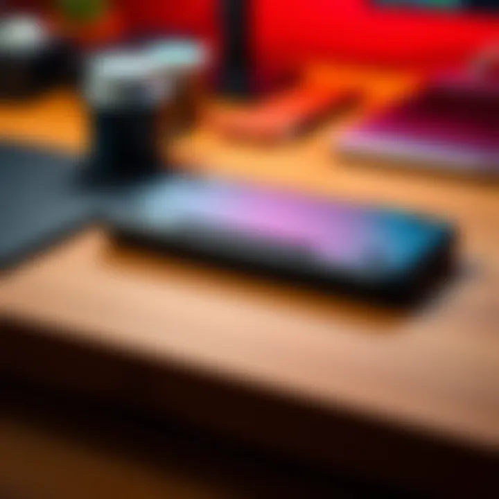 A close-up view of the imKey Pro hardware wallet placed on a wooden desk, highlighting its sleek design and features.