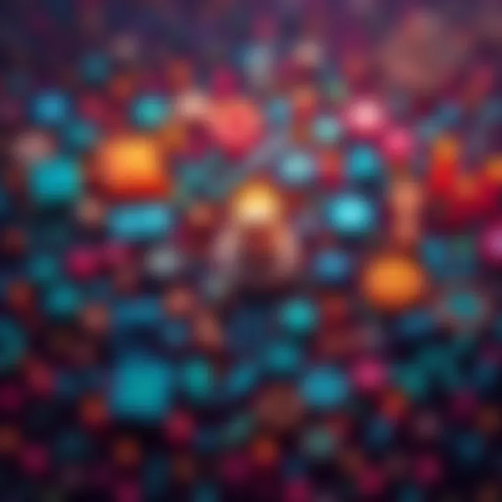 A collage of various blockchain symbols and icons representing innovative projects and funding ideas on Solana.