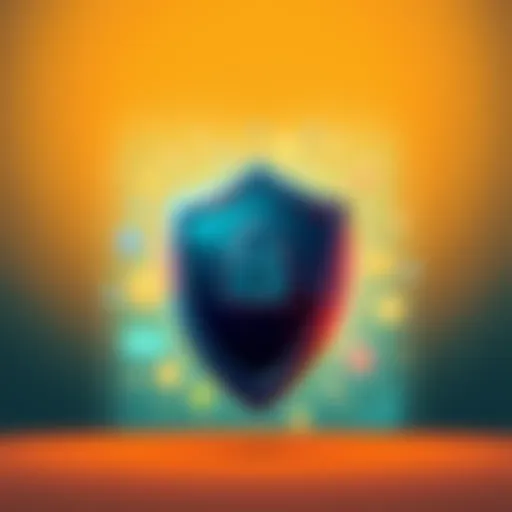 A digital illustration showing a shield symbolizing privacy with payment icons, representing the future of online transactions.