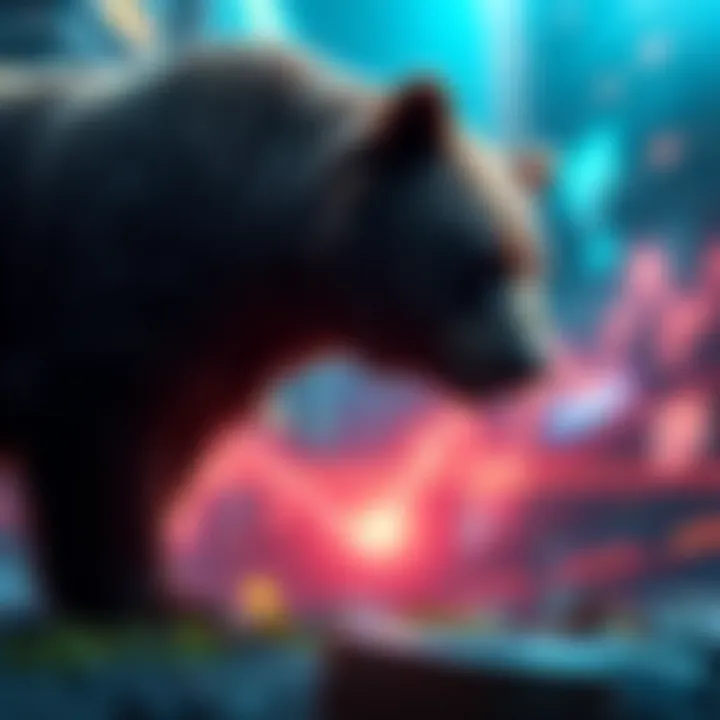 A graphic showing a bear with a downward trend line, symbolizing a bear market and investment strategies