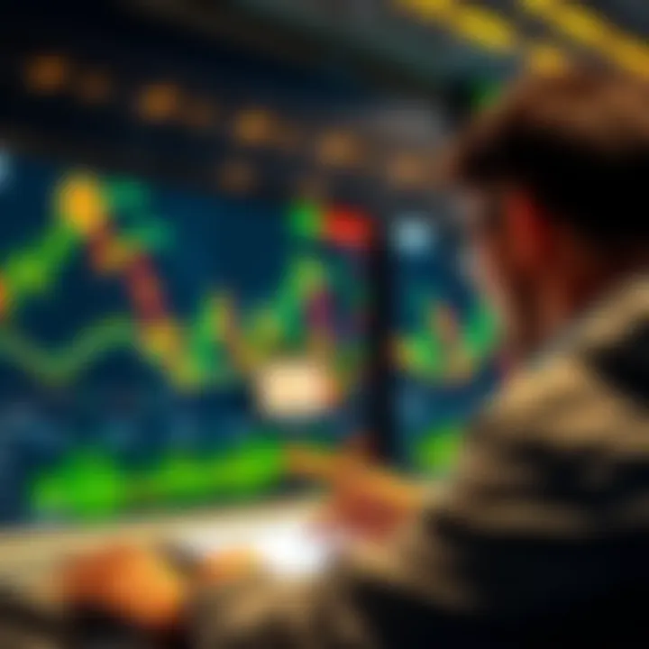 A person looking at cryptocurrency charts and analyzing memecoins for investment decisions