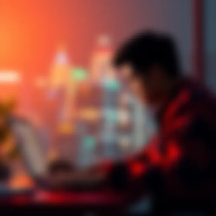 A person looking at a laptop with investment opportunities, symbolizing moving on from Shiba Coin to better ventures