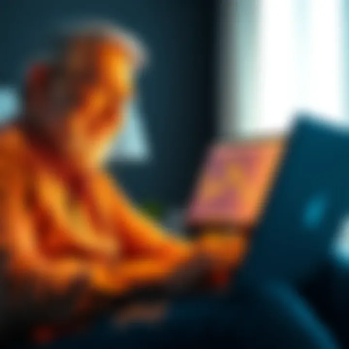 A person looking at a Bitcoin chart on a laptop with a happy expression, symbolizing investment excitement after receiving inheritance money.