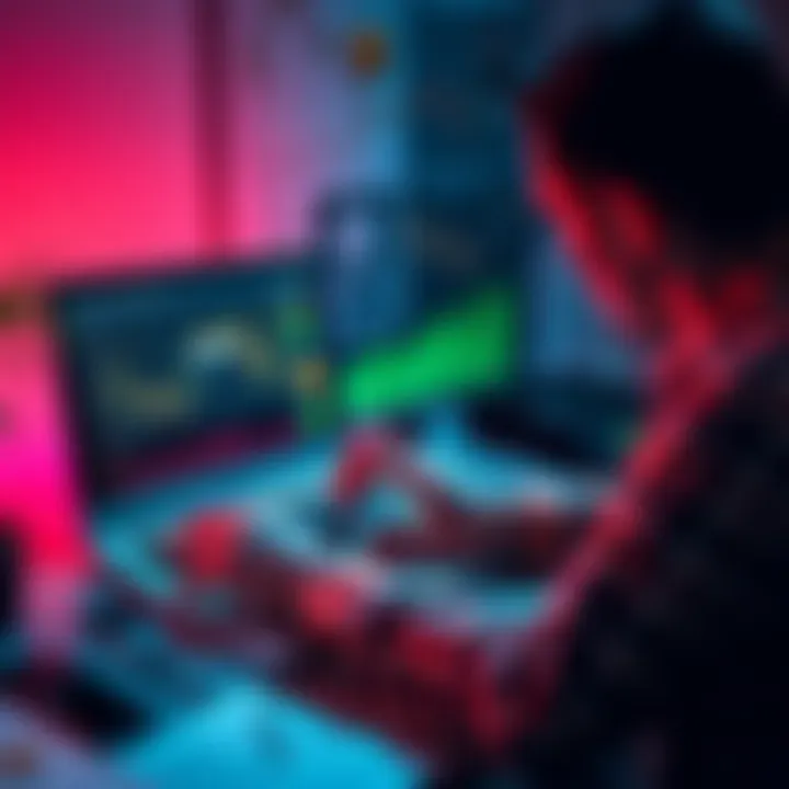 A person examining cryptocurrency charts and graphs on a laptop, surrounded by charts and notes about various digital currencies, symbolizing investment opportunities.