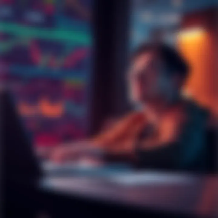 A person looking hopeful while analyzing investment charts with a laptop, symbolizing resilience in the $KAS financial journey.