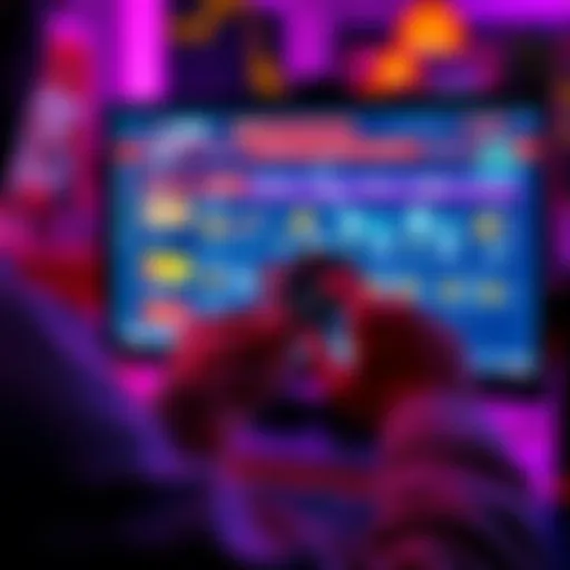 A person examining digital cards on a computer screen, considering investment options in the Sorare market.