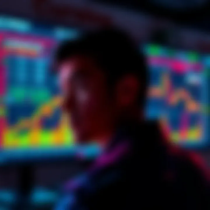 A person looking at a digital screen displaying Cosmos cryptocurrency charts and growth potential