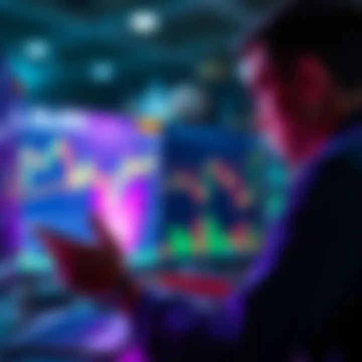 Investment in ALGO A person analyzing stock charts and financial news related to ALGO investment